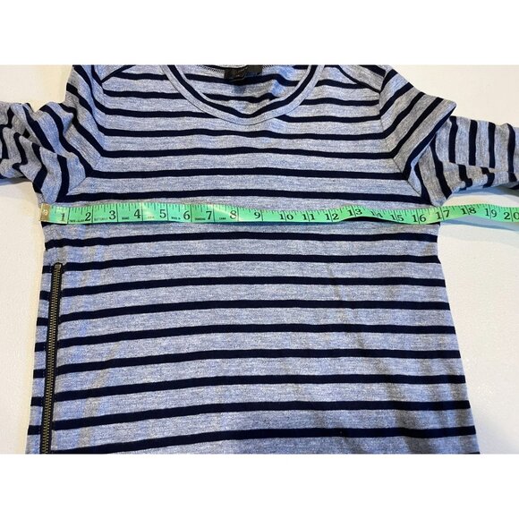 J. Crew Womens Striped Tee Shirt Dress Side Zippers 100% Cotton Blue Gray SZ XS - Picture 7 of 10